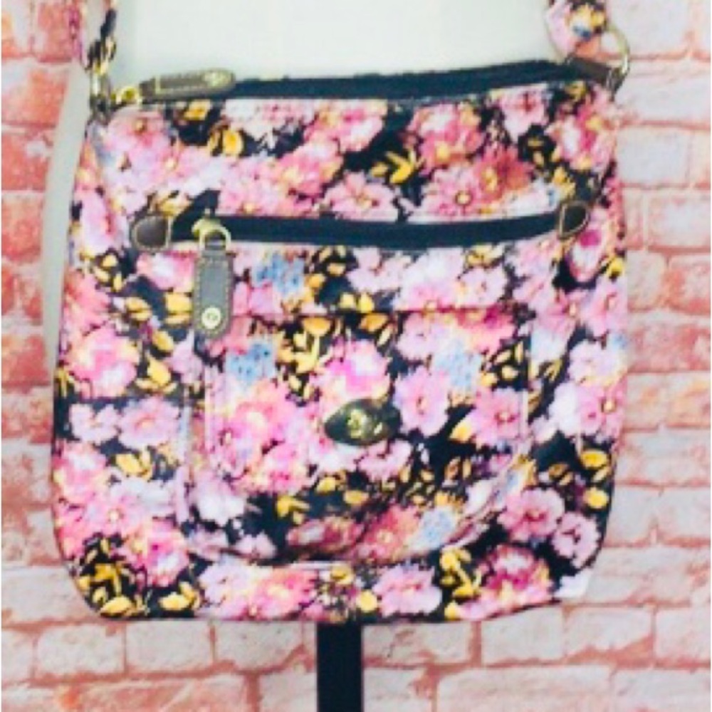 Soft Pink Velvet Floral Print Crossbody Bag - Picture 2 of 9
